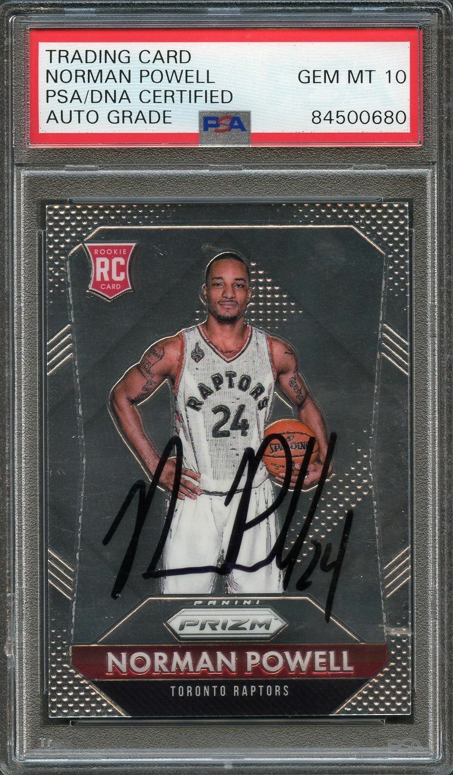 2015-16 Panini Prizm #337 Norman Powell Signed Card AUTO 10 PSA Slabbed RC Rapto