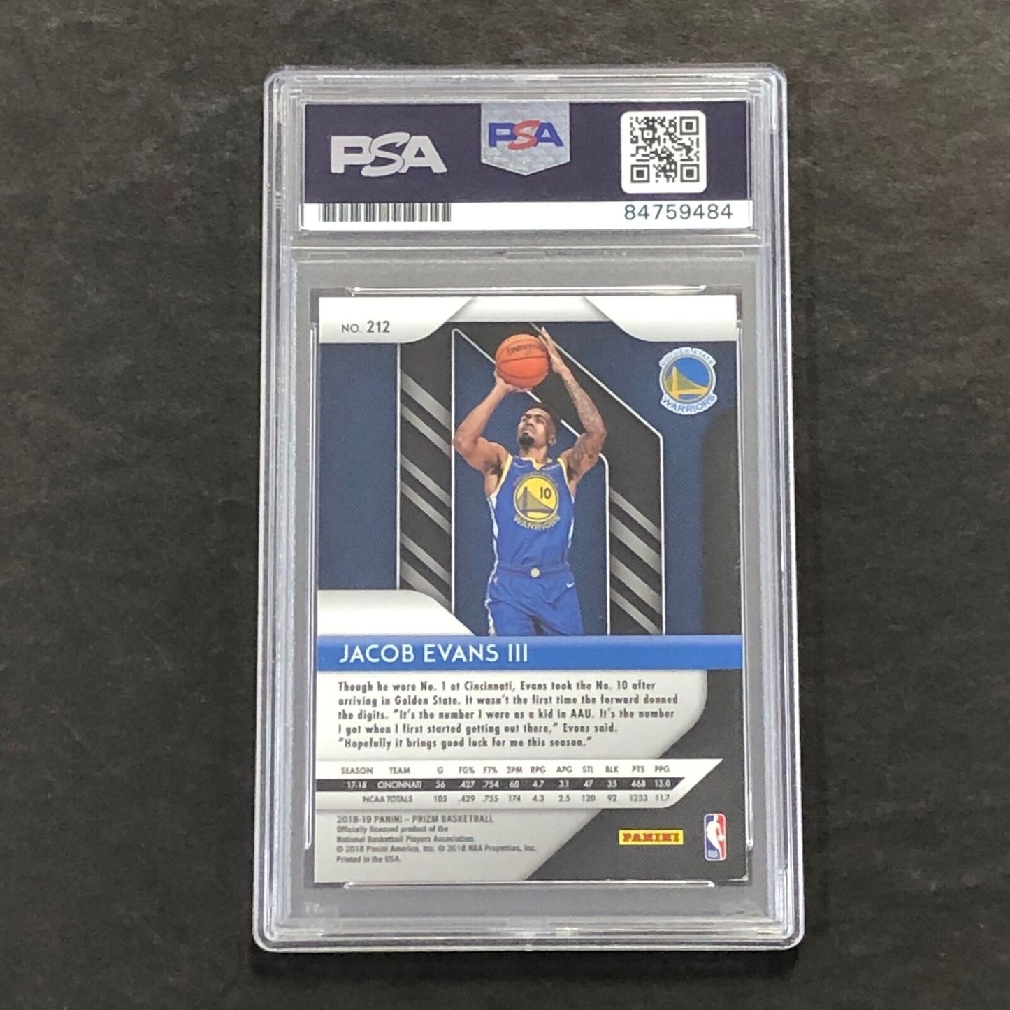 2018-19 Panini Prizm #212 Jacob Evans Signed Rookie Card AUTO PSA Slabbed RC War