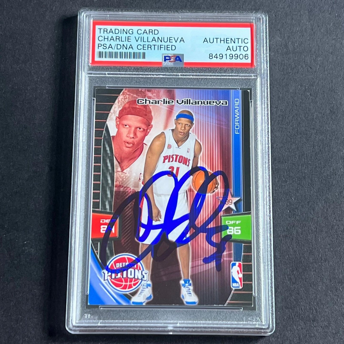 2009 Panini Adrenalyn Charlie Villanueva Signed Card AUTO PSA/DNA Slabbed Piston