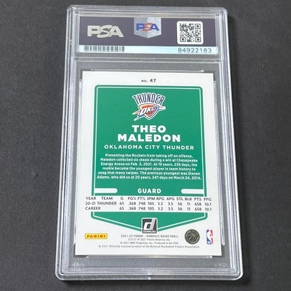 2021-22 Panini Donruss #47 Theo Maledon Signed Card AUTO 10 PSA Slabbed Thunder