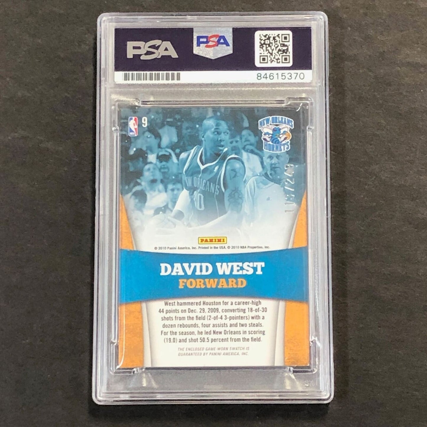 2010-11 Panini Prestige Inside the Numbers #9 David West Signed Relic Card AUTO