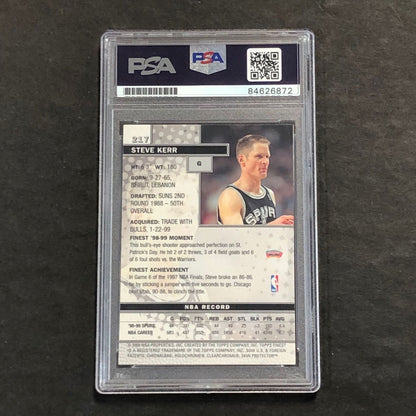 1994-95 Topps Finest #217 Steve Kerr Signed Card AUTO 10 PSA Slabbed Bulls