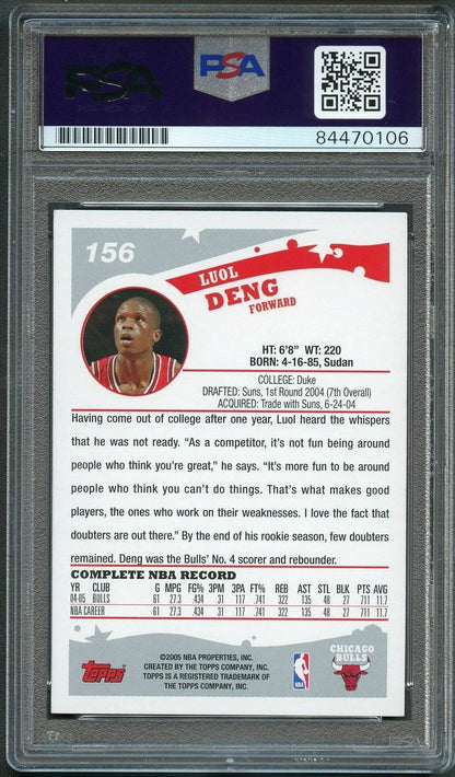 2005-06 Topps #156 Luol Deng Signed Card AUTO PSA Slabbed Bulls