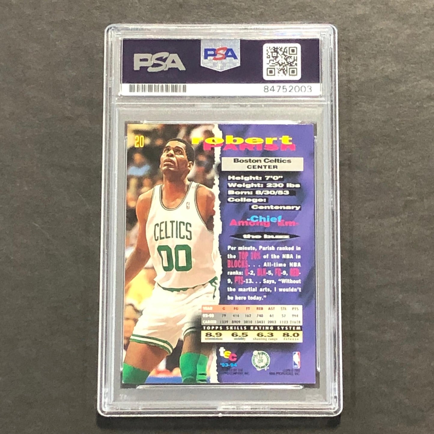 1993-94 Topps Stadium Club #20 Robert Parish AUTO Signed Card PSA/DNA Slab Bosto