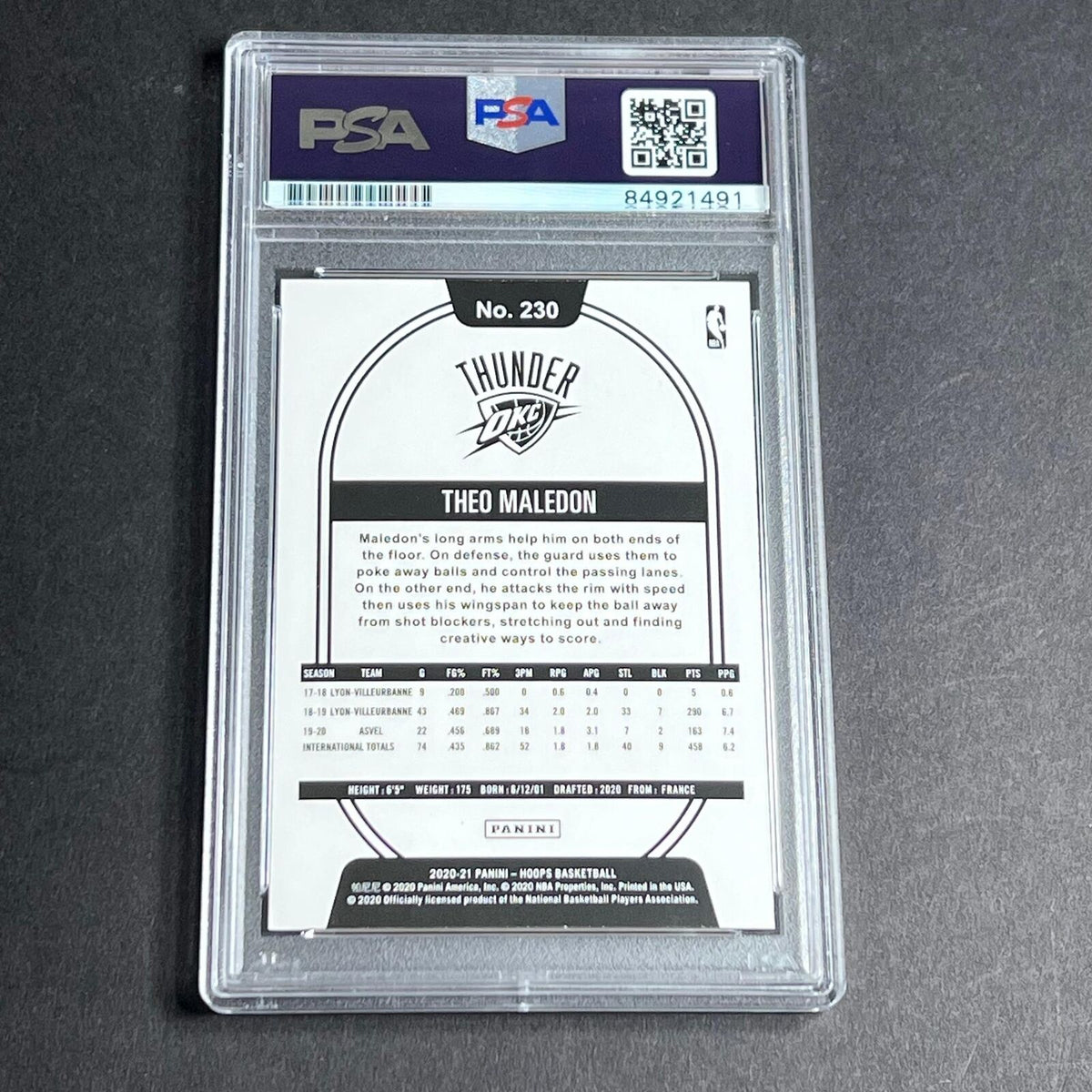 2020-21 NBA Hoops #230 Theo Maledon Signed Card AUTO Grade 10 PSA Slabbed RC