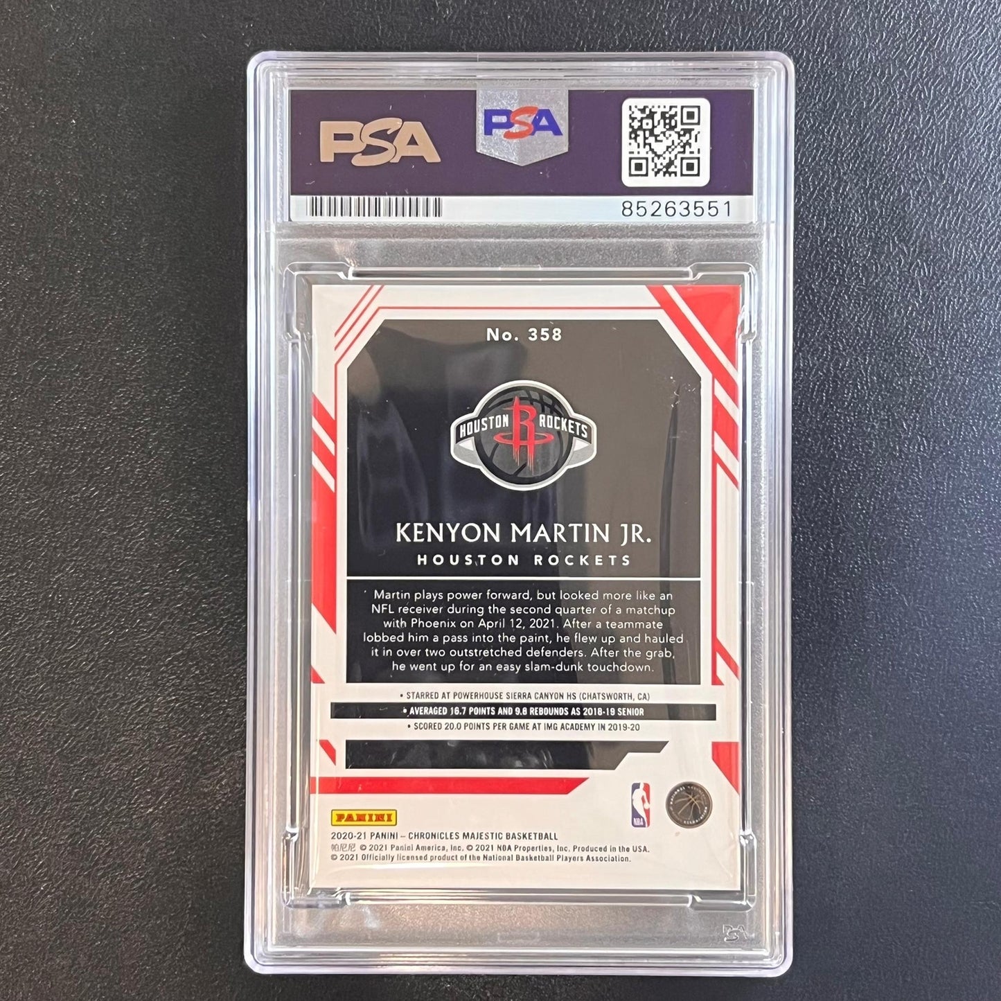 2020-21 Panini Chronicles Majestic #358 Kenyon Martin Jr. Signed Card AUTO PSA S