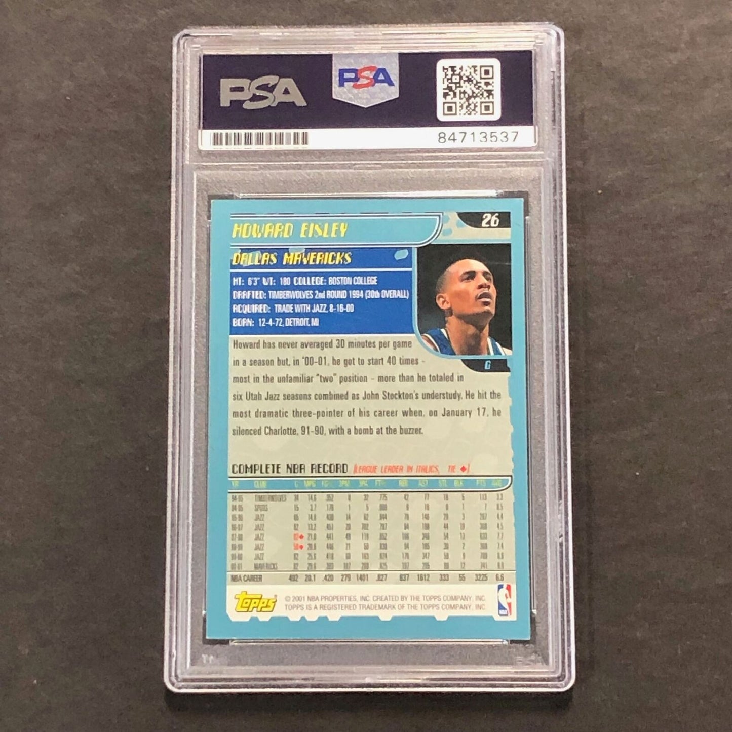 2000-01 Topps #26 Howard Eisley Signed Card PSA Slabbed Mavericks