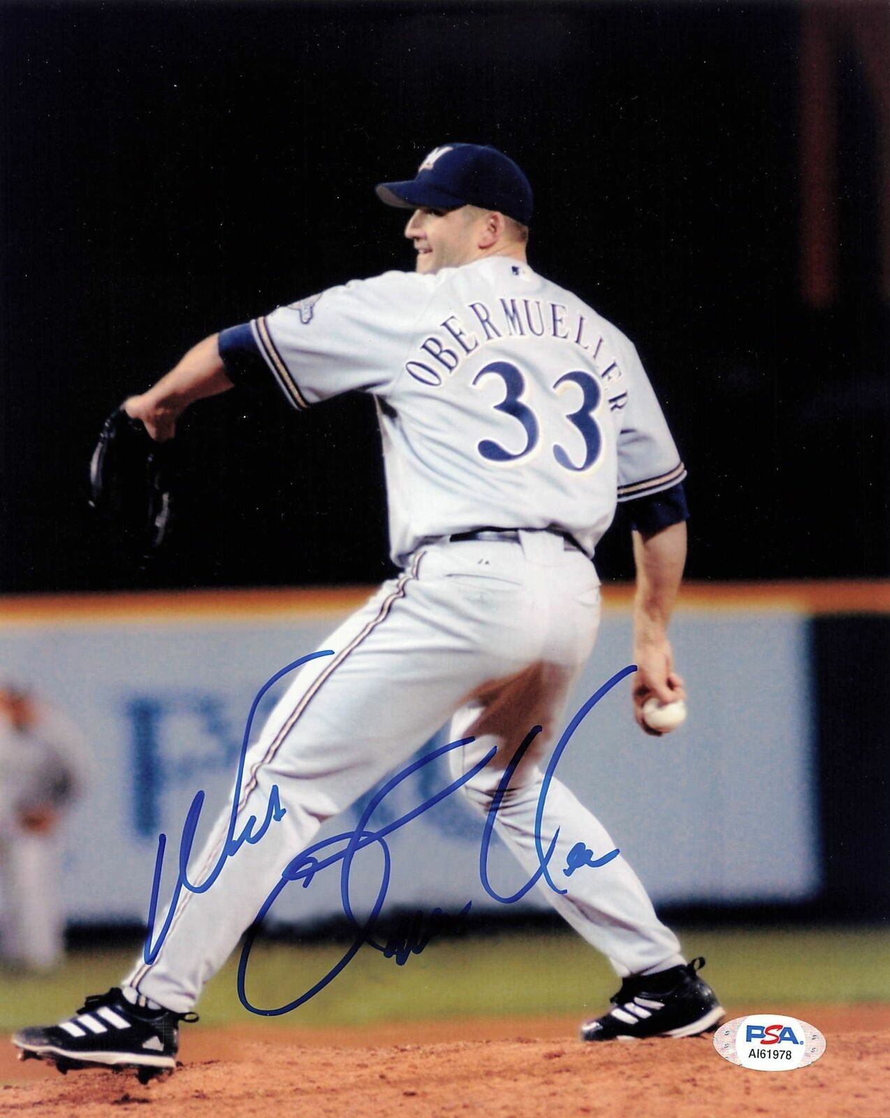 WES OBERMUELLER signed 8x10 photo PSA/DNA Milwaukee Brewers Autographed