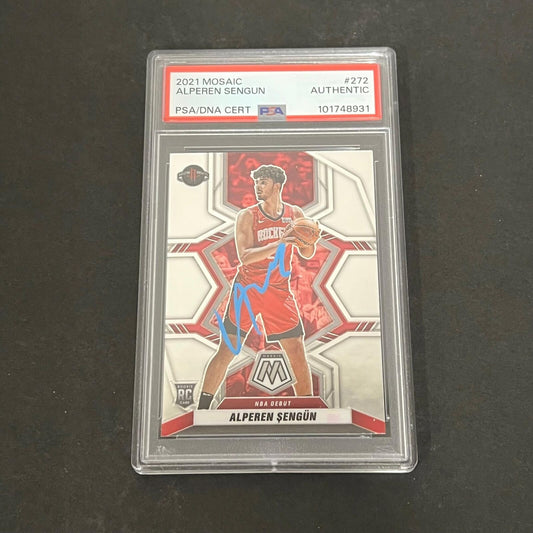 2021-22 Panini Mosaic #272 Alperen Sengun Signed Card PSA Slabbed RC