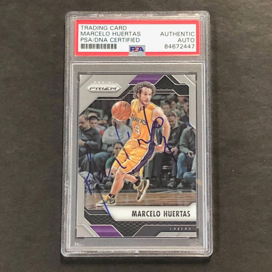 2016-17 Panini Prizm #139 Marcelo Huertas Signed Card AUTO PSA Slabbed Lakers