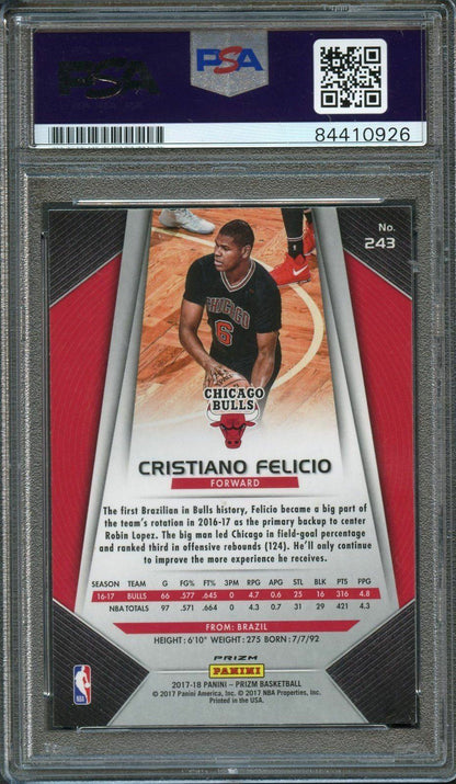 2017-18 Panini Prizm #243 Cristiano Felicio Signed Card AUTO PSA Slabbed Bulls