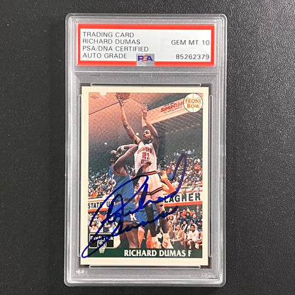1991 Front Row Draft Pick #30 Richard Dumas Signed Card AUTO 10 PSA Slabbed Suns