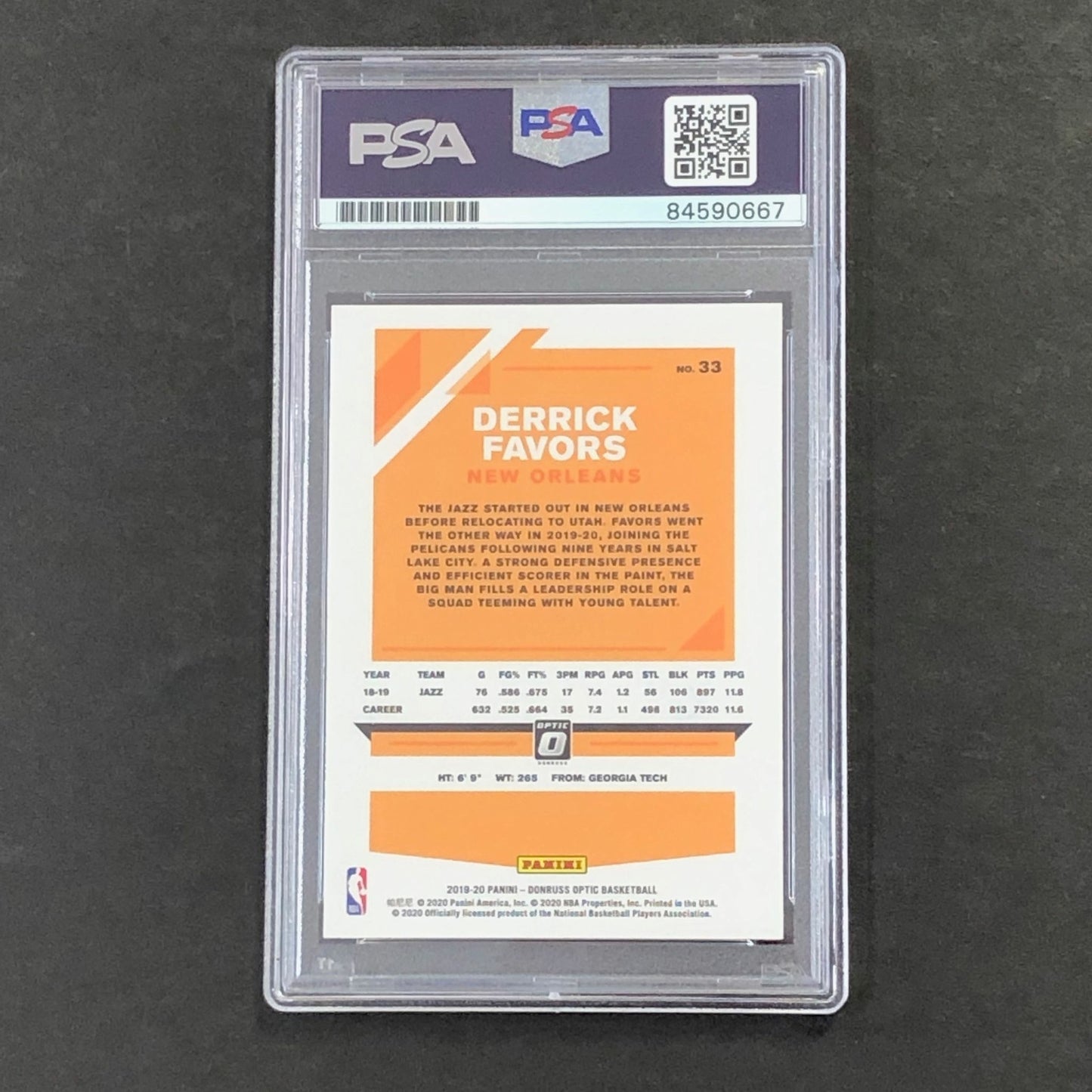 2019-20 Panini Optic #33 DERRICK FAVORS Signed Card AUTO PSA Slabbed Pelicans