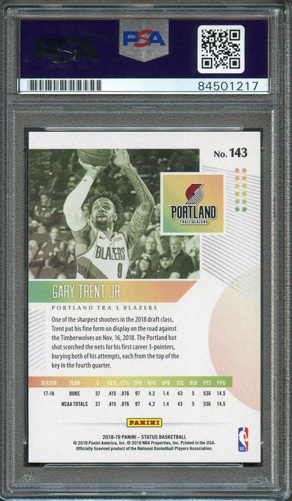 2018-19 Panini Status Rookies 1 #143 Gary Trent Jr Signed Rookie Card AUTO PSA S