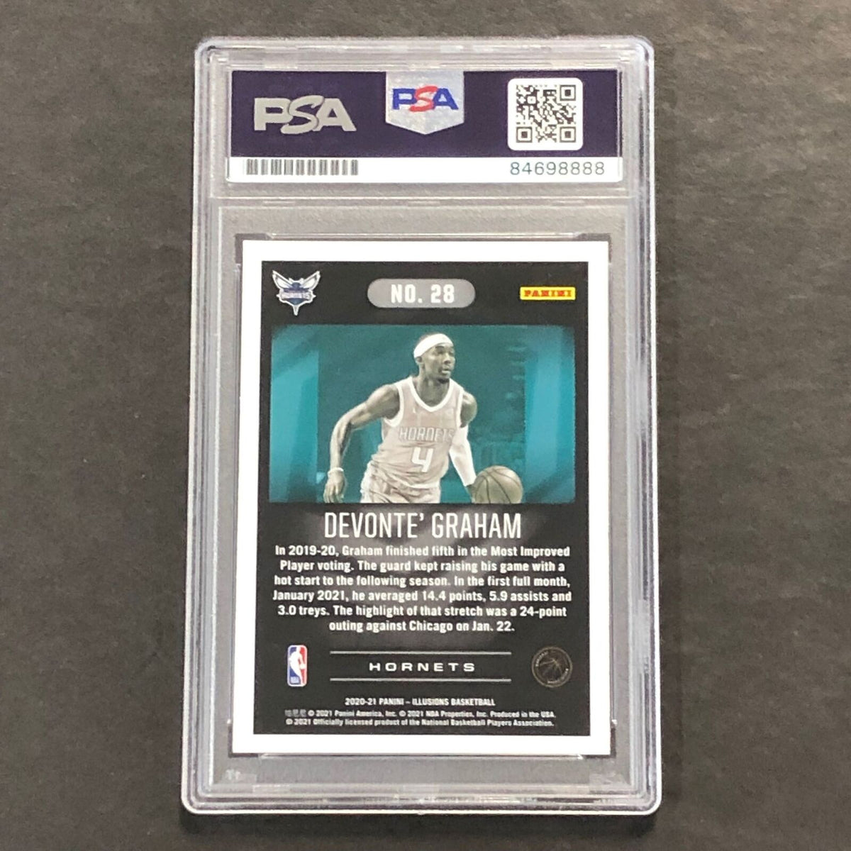 2020-21 Illusions Basketball Panini #28 Devonte' Graham Signed Card AUTO PSA/DNA