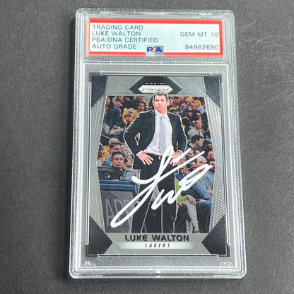 2017-18 Panini Prizim #290 Luke Walton Signed Card PSA AUTO Grade 10 Slabbed Lak