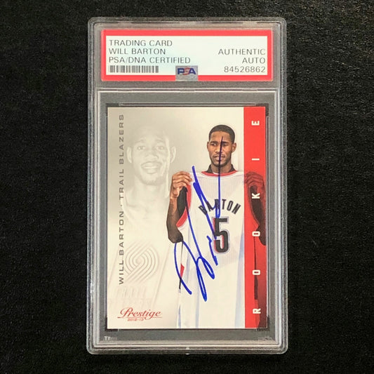2012-13 Panini Prestige #240 Will Barton Signed Card AUTO PSA Slabbed RC Trail B