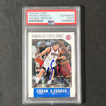 2015-16 NBA Hoops #1 Ersan Ilyasova Signed Card AUTO PSA Slabbed Pistons