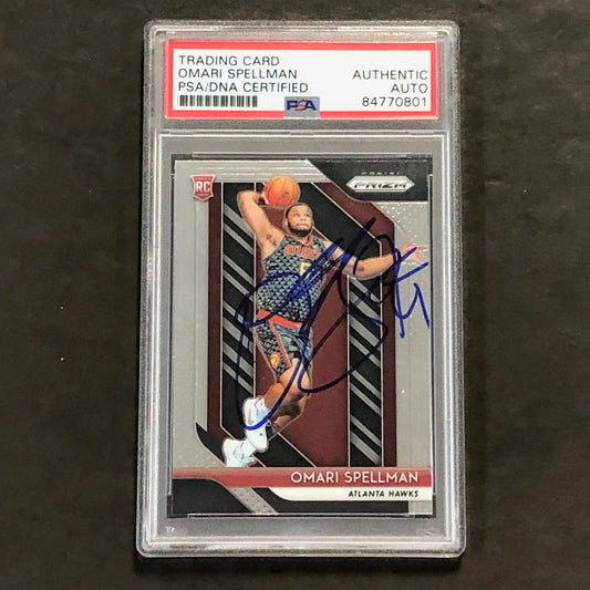 2018-19 Panini Prizm #88 Omari Spellman Signed Card AUTO PSA/DNA Slabbed RC Hawk
