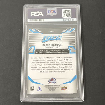 2022-23 MVP Hockey #166 Darcy Kuemper signed card PSA Auto 10 Avalanche