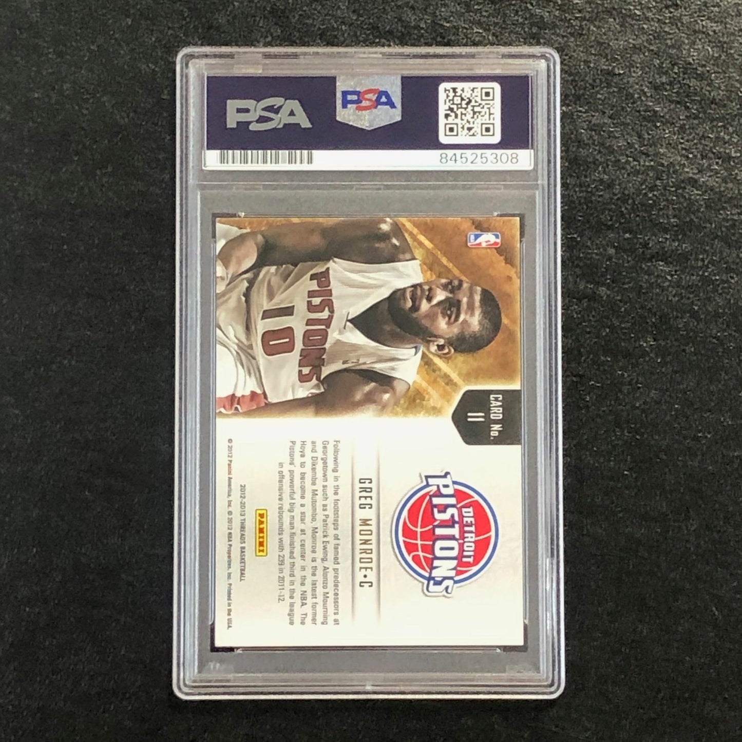 2012-13 Panini Threads Inside Presence #11 Greg Monroe Signed Card AUTO 10 PSA S