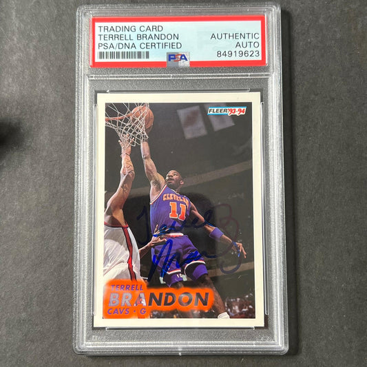 1993-94 Fleer #39 Terrell Brandon Signed Card AUTO PSA/DNA Slabbed Cavaliers