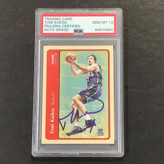 2004-05 Fleer Tradition #153 Toni Kukoc Signed Card AUTO Grade 10 PSA Slabbed Bu