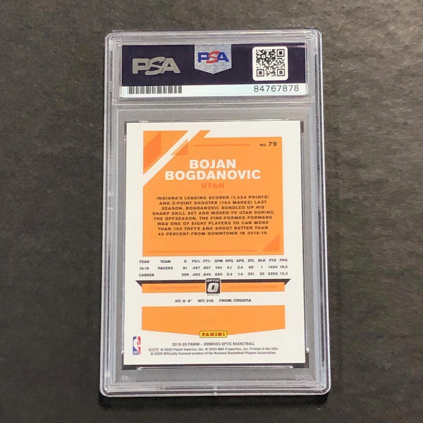 2019-20 Panini Optic #79 Bojan Bogdanovic Signed Card AUTO PSA Slabbed Jazz
