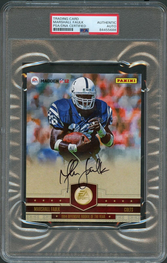 MARSHALL FAULK Signed Panini Madden 12 Card PSA Slabbed Auto