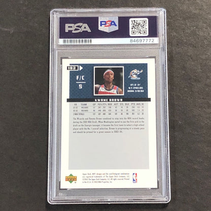 2002-03 Upper Deck MVP #192 Kwame Brown Signed Card PSA Slabbed Wizards