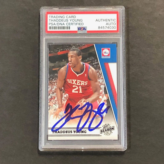 2010-11 Panini Season Update #26 Thaddeus Young Signed Card AUTO PSA Slabbed 76e