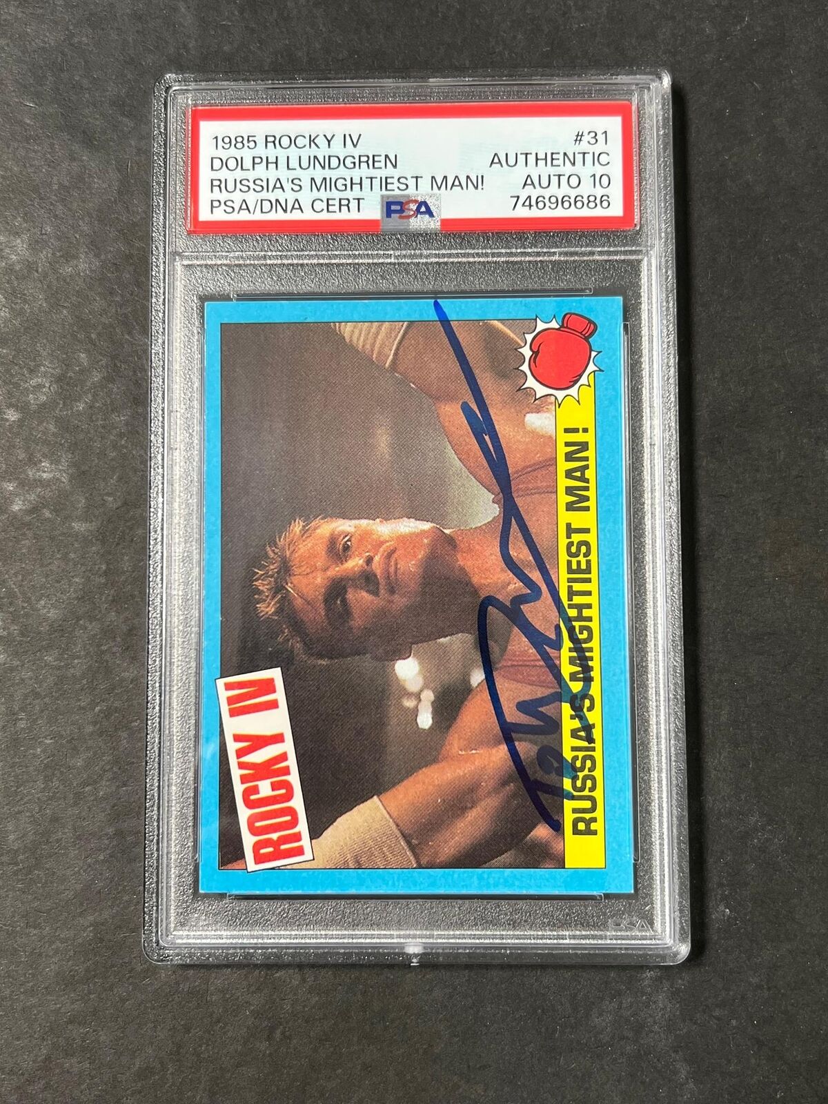 1985 Topps Rocky IV #31 Signed Card Dolph Lundgren PSA Auto 10 Ivan Drago