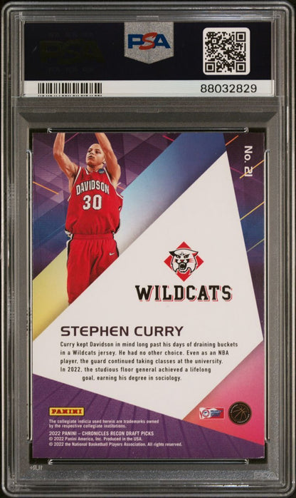 2022 Panini-Chronicles Recon Draft Picks #21 Stephen Curry Signed PSA Authentic