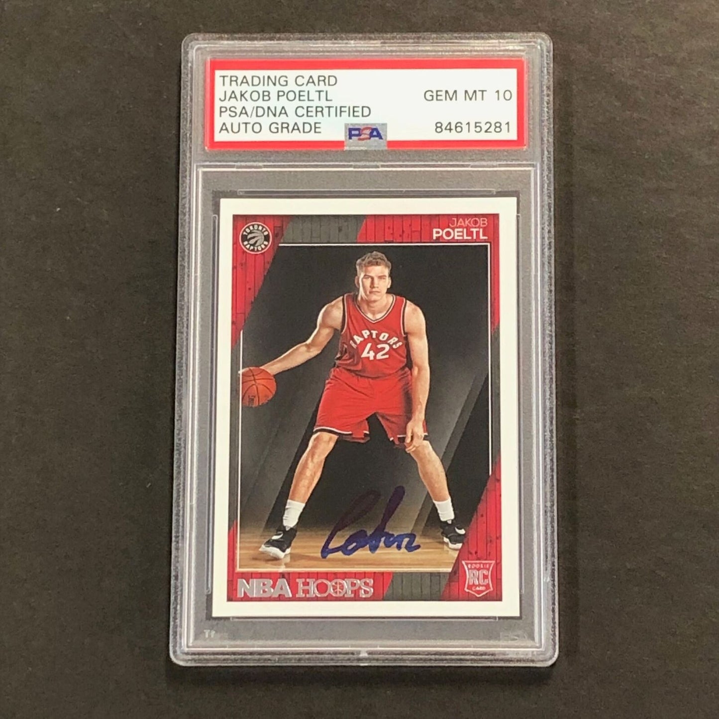 2016-17 NBA Hoops #269 Jakob Poeltl Signed Card AUTO 10 PSA Slabbed RC Raptors