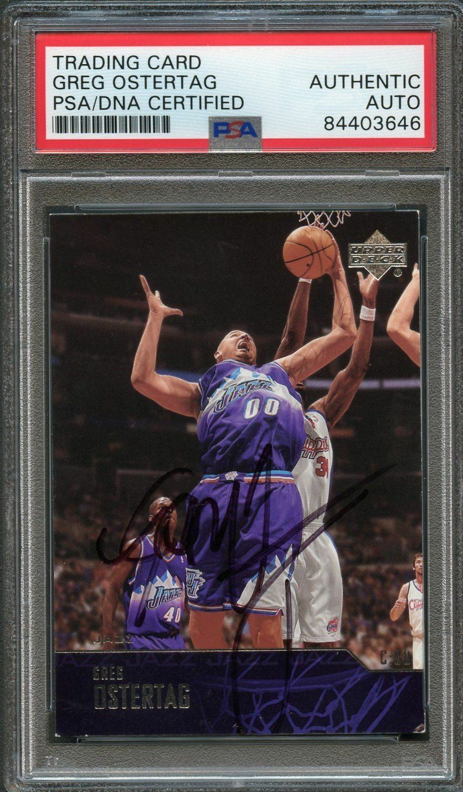 2003-04 Upper Deck Basketball #282 Greg Ostertag Signed Card AUTO PSA Slabbed Ja