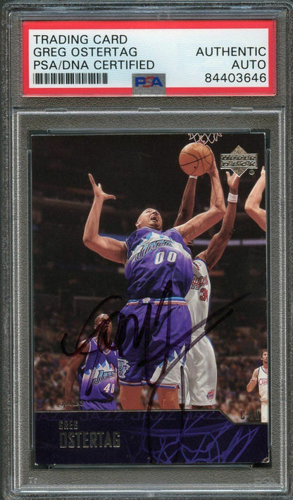 2003-04 Upper Deck Basketball #282 Greg Ostertag Signed Card AUTO PSA Slabbed Ja