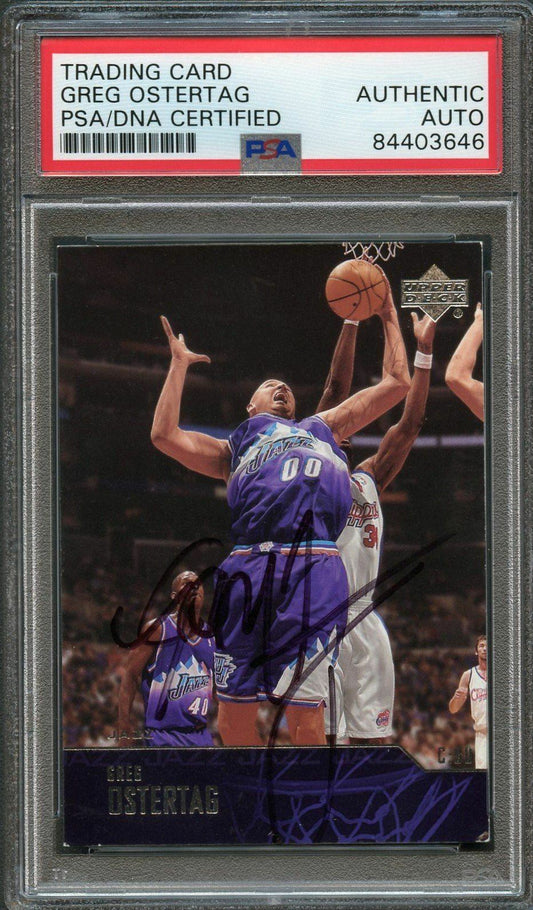 2003-04 Upper Deck Basketball #282 Greg Ostertag Signed Card AUTO PSA Slabbed Ja