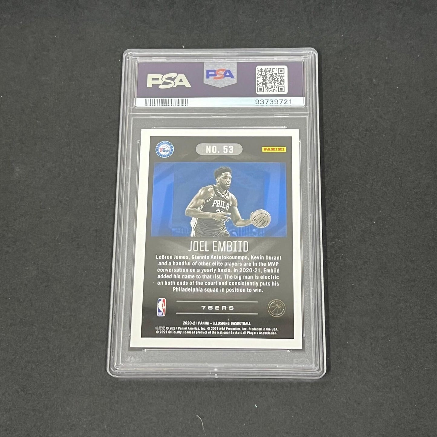 2020 Panini Illusions Hoops #53 Joel Embiid signed card PSA/DNA Philadelphia 76e