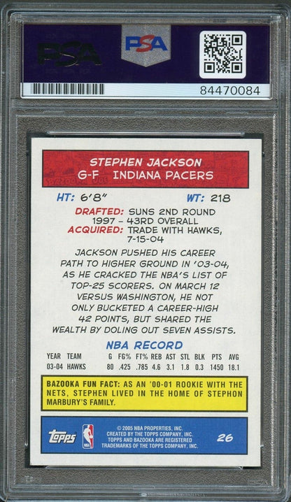 2004-05 Topps Bazooka #26 Stephen Jackson Signed Card AUTO PSA Slabbed Pacers