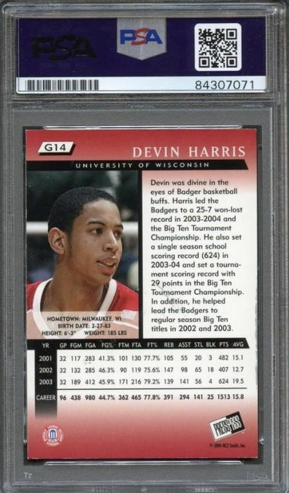 2004 Press Pass #14 Devin Harris Signed Card AUTO PSA Slabbed