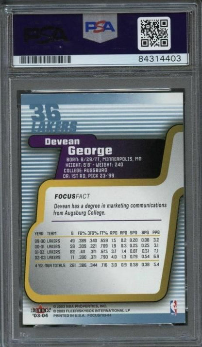 2003-04 Fleer Focus #36 Devean George Signed Card AUTO PSA Slabbed