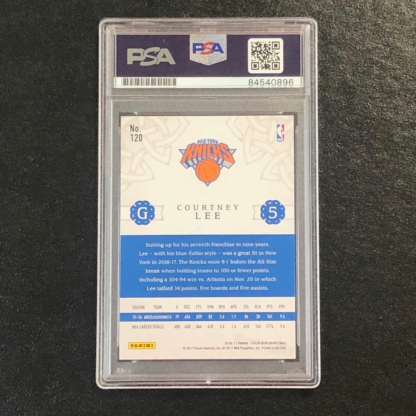 2016-17 Panini Excalibur #120 Courtney Lee Signed Card AUTO PSA Slabbed Knicks