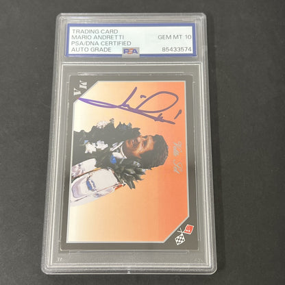 1991 Collect-A-Card #95 Mario Andretti Vette Set signed card PSA Auto 10