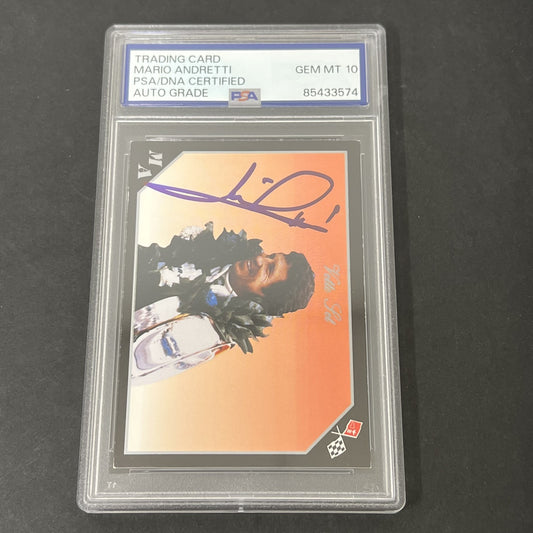 1991 Collect-A-Card #95 Mario Andretti Vette Set signed card PSA Auto 10