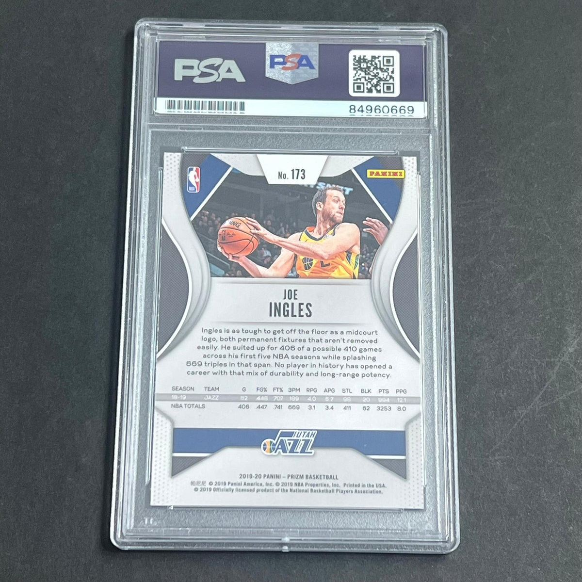 2019-20 Panini Prizm #173 Joe Ingles Signed Card AUTO PSA Slabbed Jazz