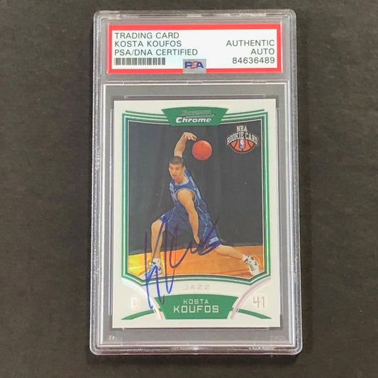 2008-09 Bowman Chrome #132 Kosta Koufos signed Card Auto PSA Slabbed RC Kings