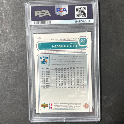 2001-02 Upper Deck #106 Jamal Mashburn Signed Card PSA Slabbed Hornets