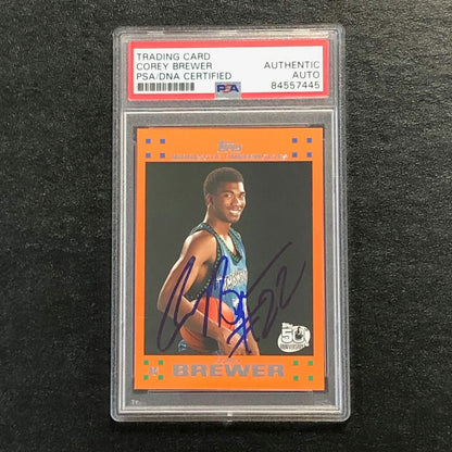 2007-08 Topps #7 Corey Brewer Signed Card AUTO PSA Slabbed RC Timberwolves