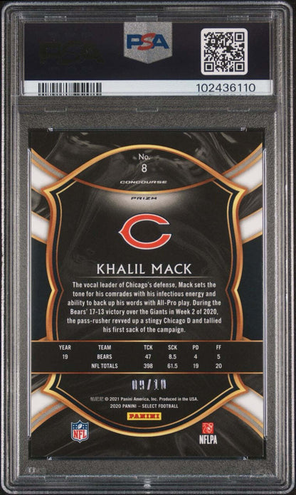 2020 Panini Select Pink Prizm #8 Khalil Mack PSA MT 9 Slabbed Bears