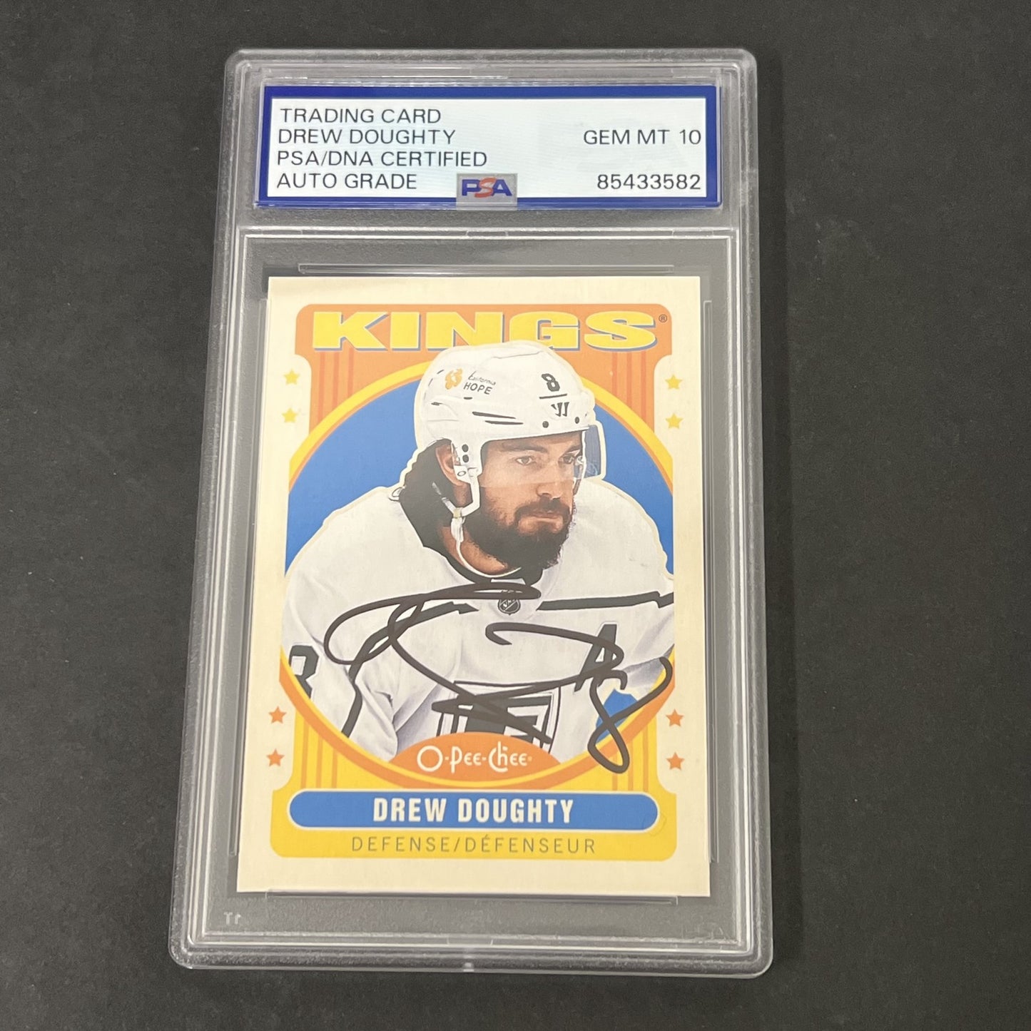 2021 O-Pee-Chee Hockey #237 Drew Doughty Retro signed card PSA Auto 10